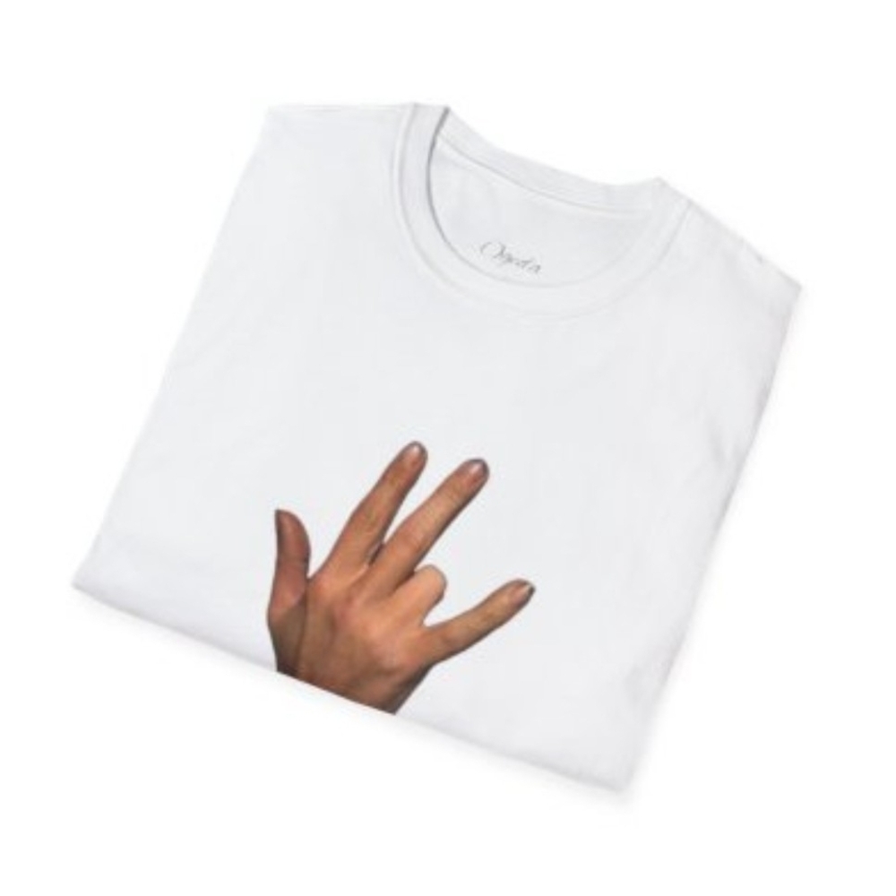 White Tee Shirt, Hand Design, Meaning On Back, Ogeda Brand, Trademark Pending